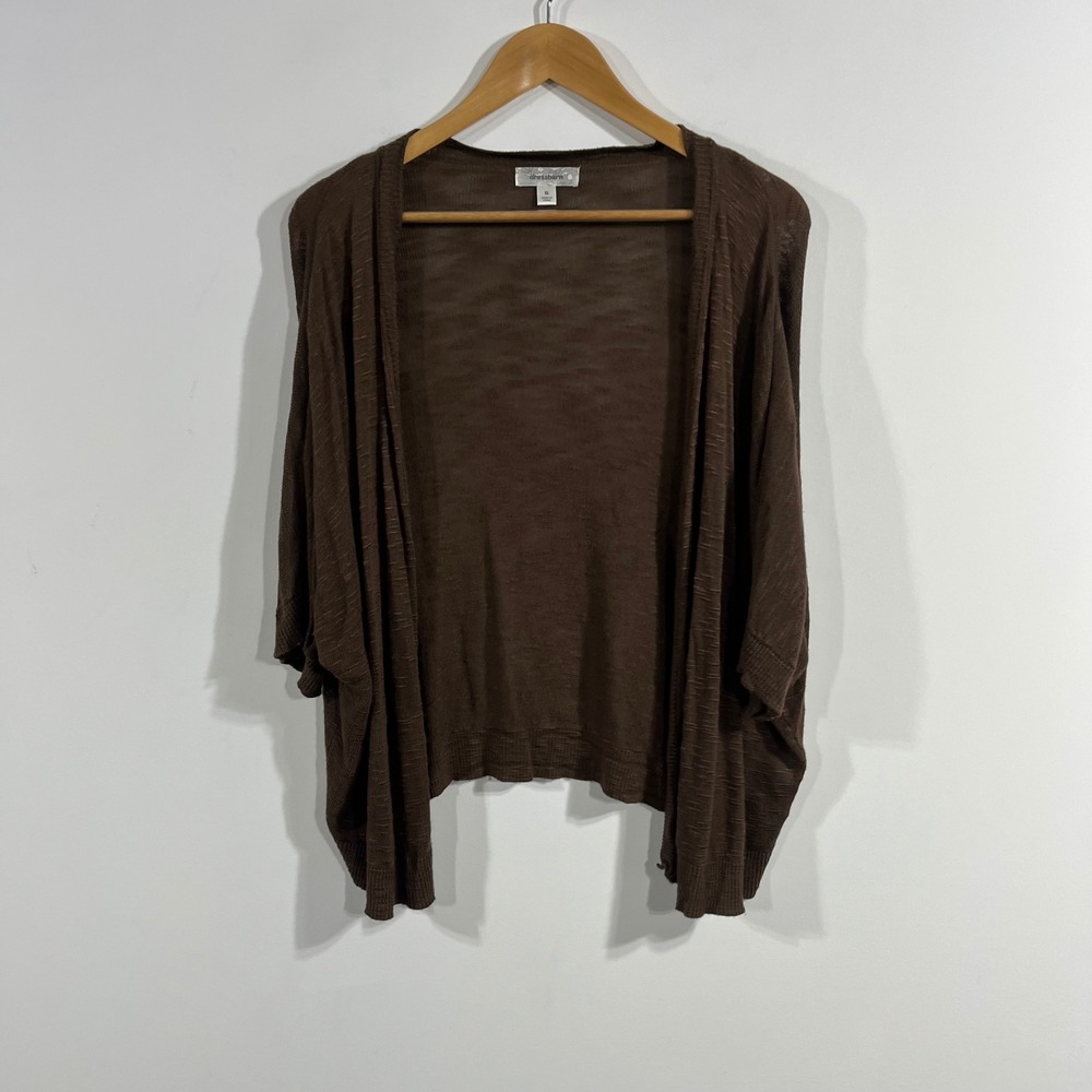 Dressbarn Brown Y2K Open Front Knit Cardigan Womens XL Dolman Preppy Grunge Boho